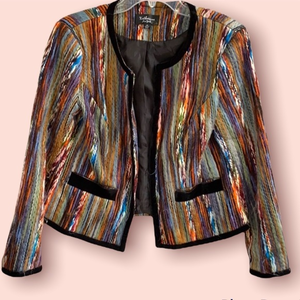 Kathleen Kelley Multicolor Striped Cropped Blazer